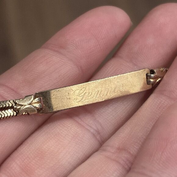 Vintage Forstner ID Bracelet Gold Filled GF Double Chain Engraved Ginnie 7.5" - Picture 2 of 10